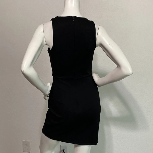 NBD Revolve Dries Black Asymmetric Hem Deep V-Neck Bodycon Mini Dress Size XS - Picture 7 of 11